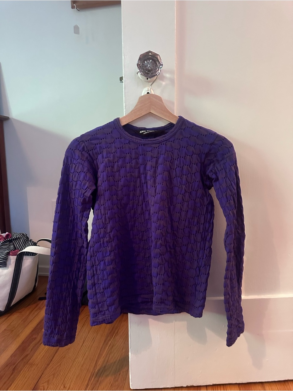 Junya Watanabe Comme des Garçons Purple Textured Crewneck Shirt - small